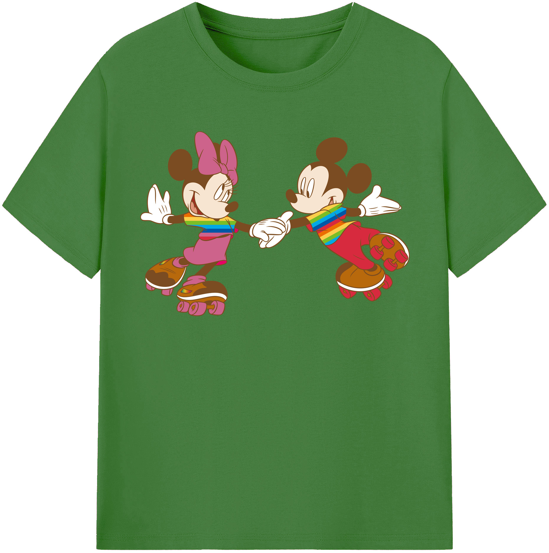 （画像用） ミッキーマウス Mickey Mouse レディースカジュアルプリントTシャツ（綿100％）